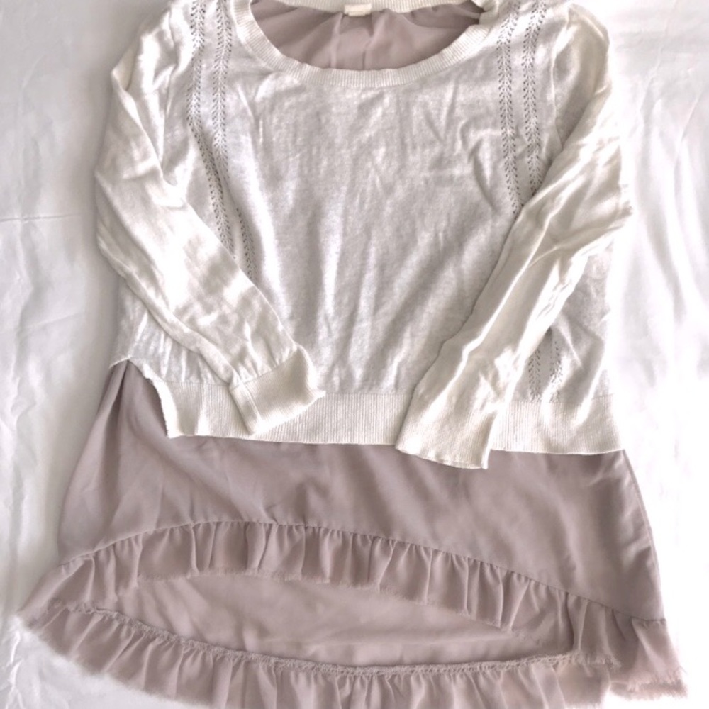 Cream Layered Ruffle Sweater